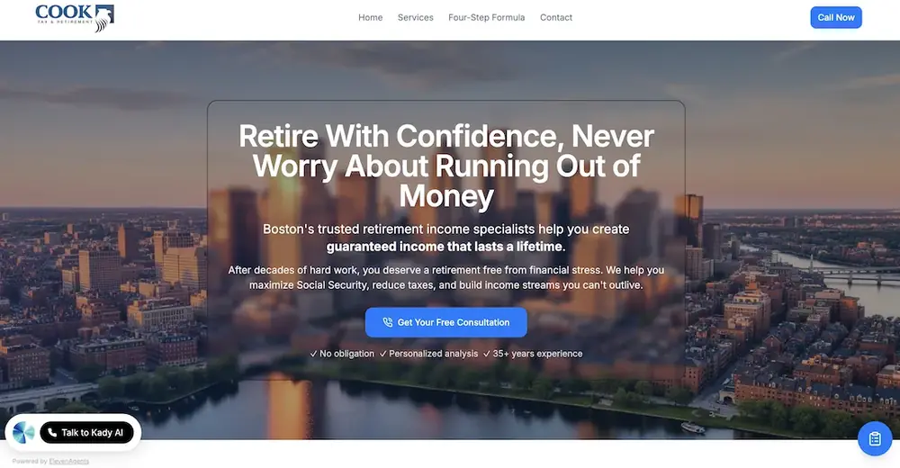 Cook Tax & Retirement website built by MRVL Websites