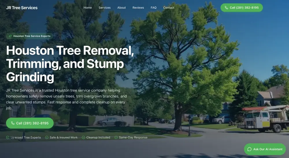 JR Tree Services website built by MRVL Websites
