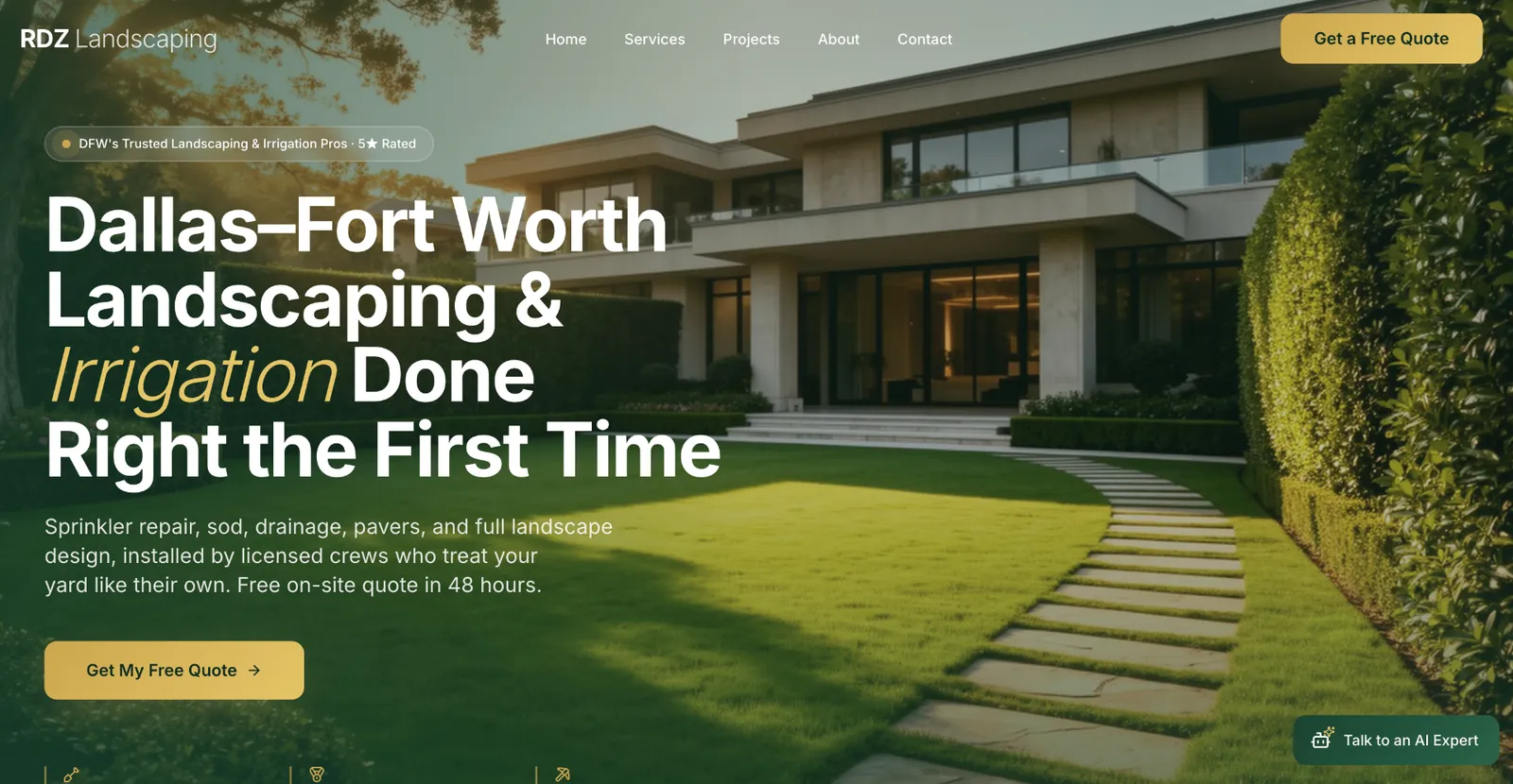 RDZ Landscaping website built by MRVL Websites